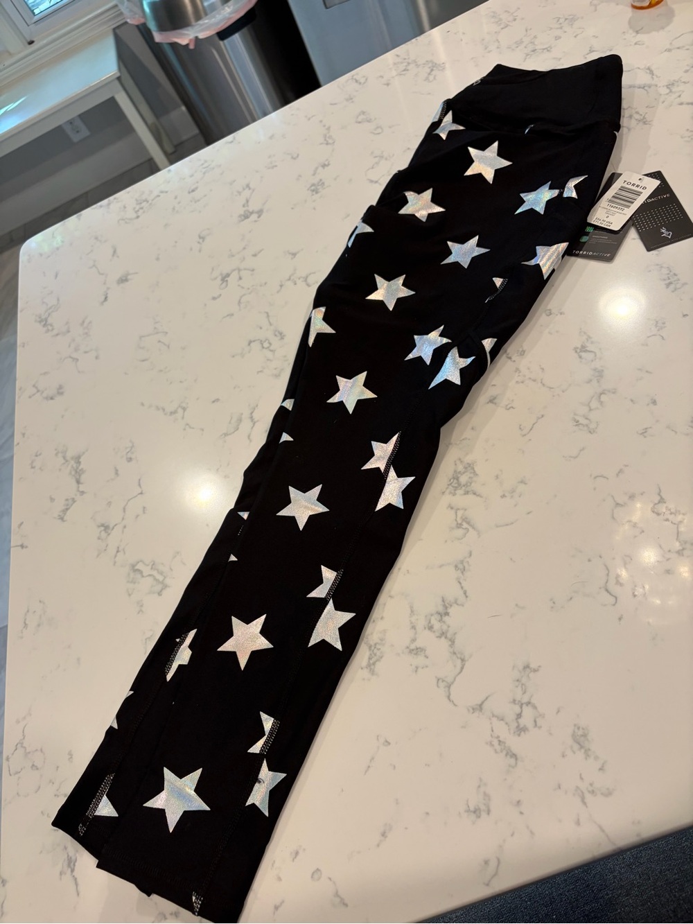 torrid Black Leggings with Holographic Silver Stars